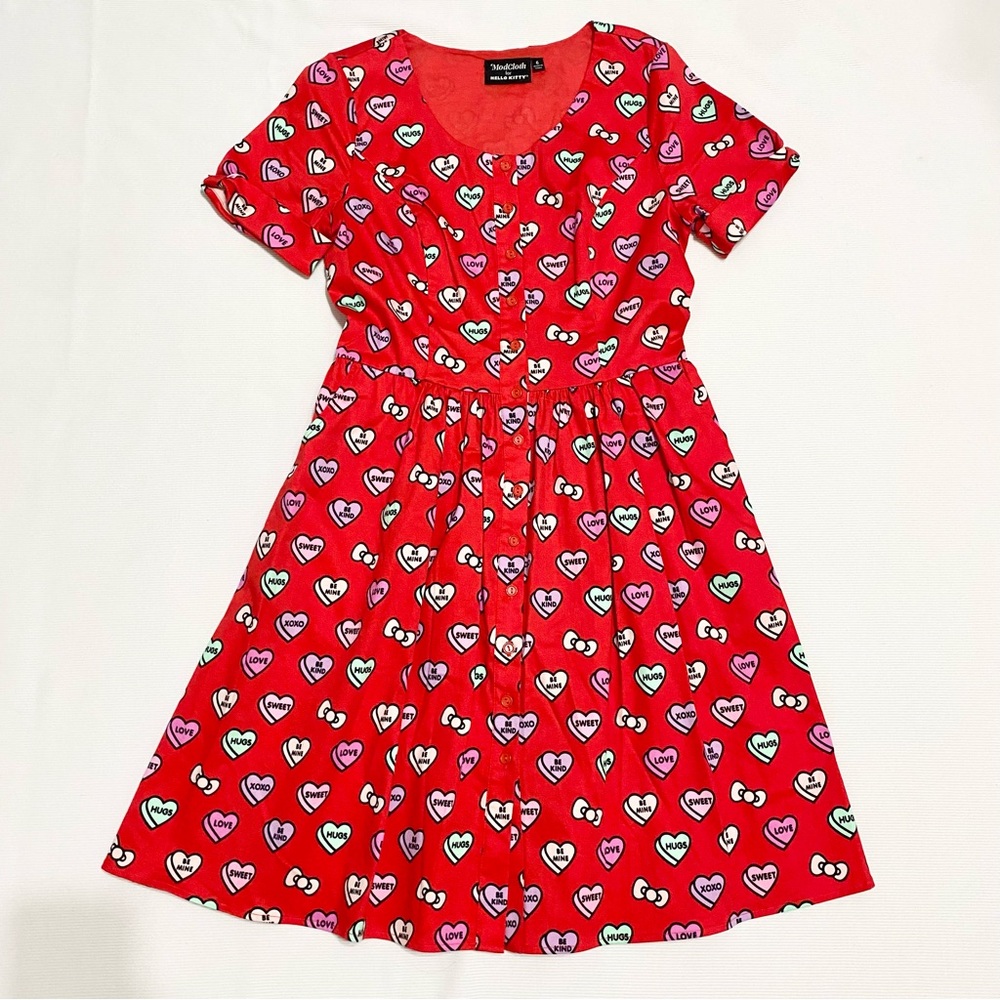 ModCloth Hello Kitty Valentines Conversation Hearts Fit & Flare Mini Dress
